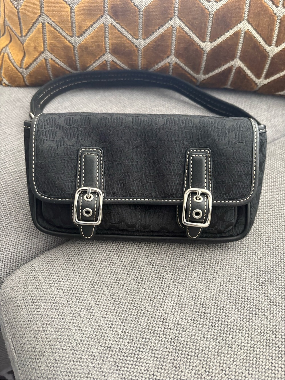 Coach Black Signature Mini Field Bag
